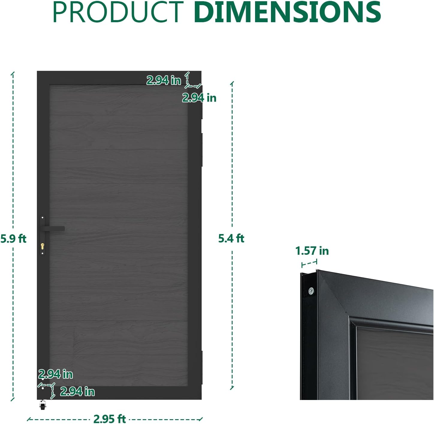 Wood Plastic Composite Gate for Privacy Fence, Fence Gate with Metal Frame and Knob Kits