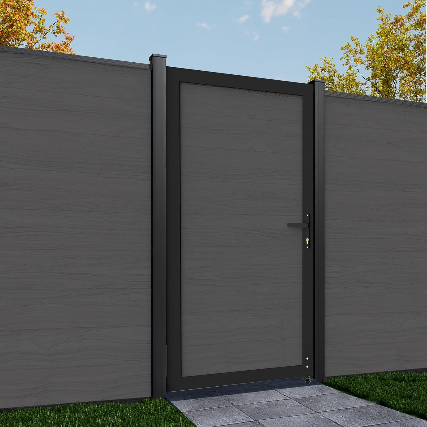 Wood Plastic Composite Gate for Privacy Fence, Fence Gate with Metal Frame and Knob Kits