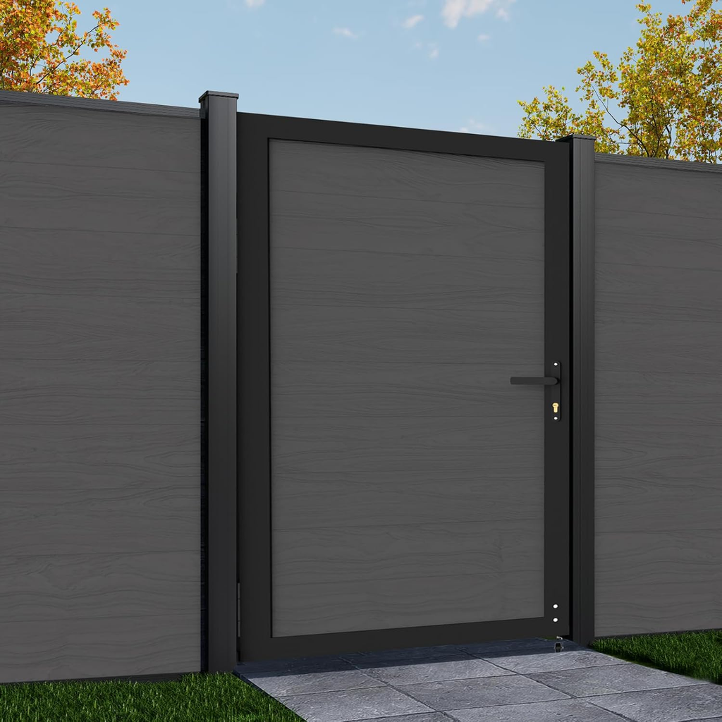 Wood Plastic Composite Gate for Privacy Fence, Fence Gate with Metal Frame and Knob Kits