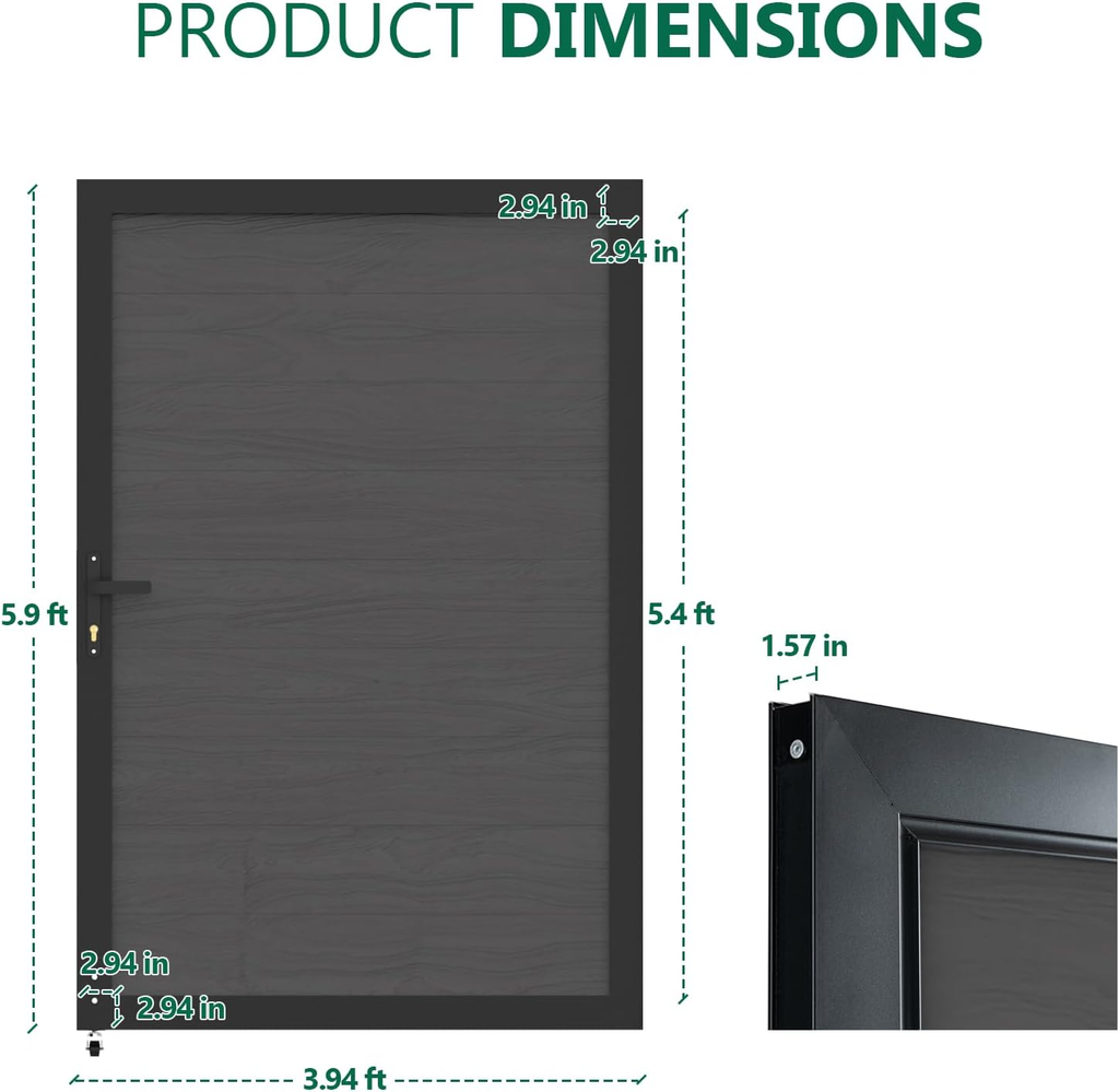 Wood Plastic Composite Gate for Privacy Fence, Fence Gate with Metal Frame and Knob Kits