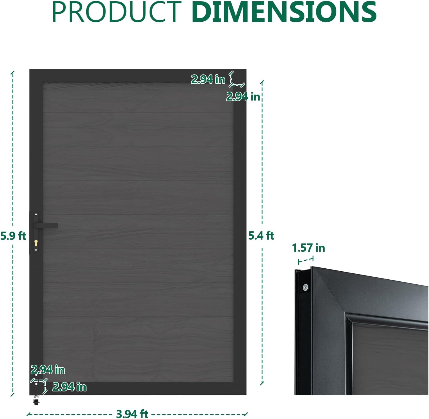 Wood Plastic Composite Gate for Privacy Fence, Fence Gate with Metal Frame and Knob Kits
