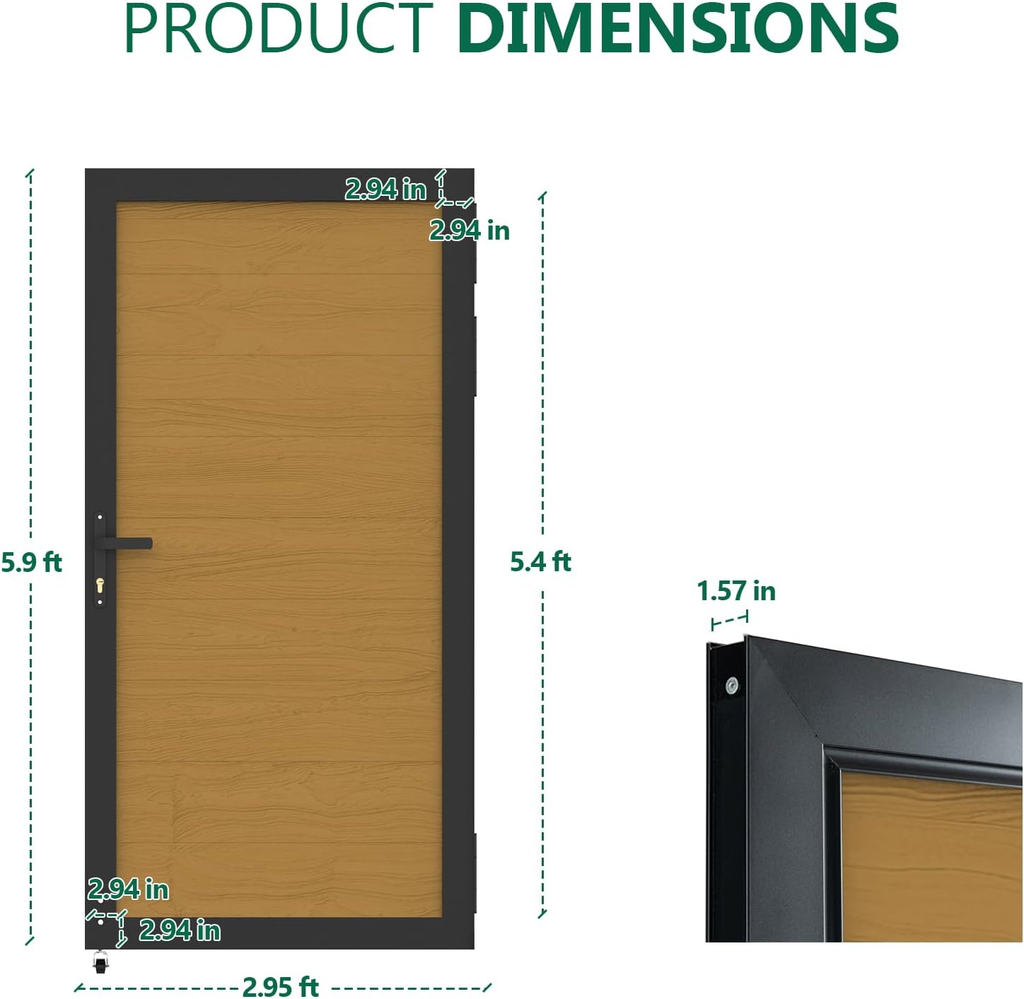 Wood Plastic Composite Gate for Privacy Fence, Fence Gate with Metal Frame and Knob Kits