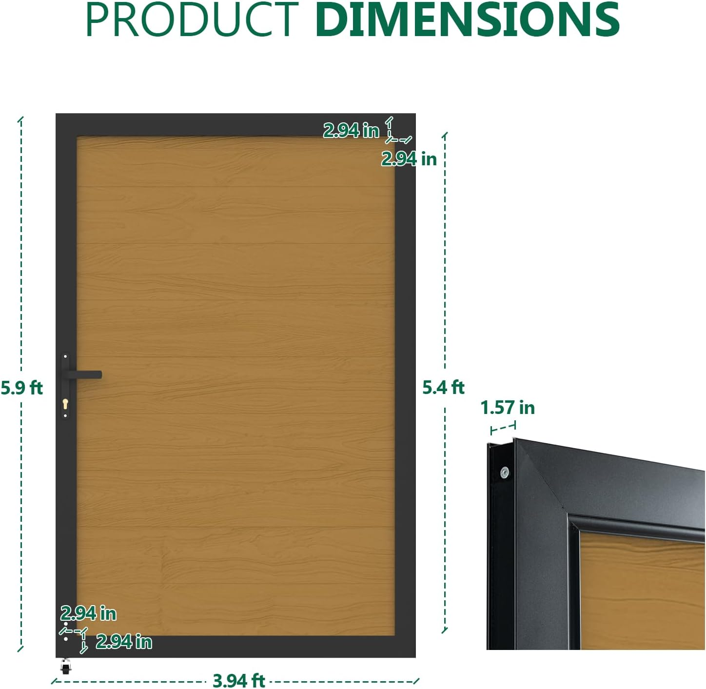 Wood Plastic Composite Gate for Privacy Fence, Fence Gate with Metal Frame and Knob Kits