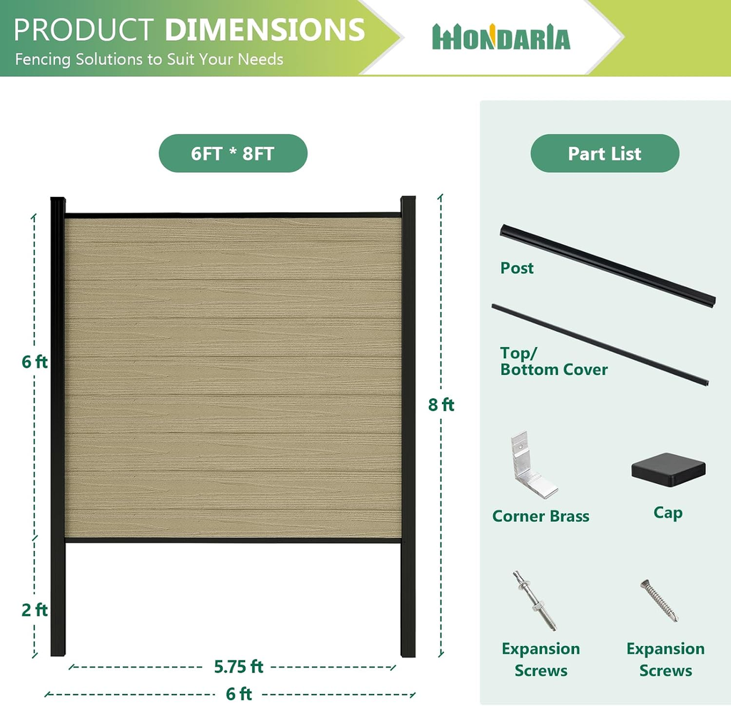 Modern Composite Privacy Fence – Grained Finish with 8ft Inground Post