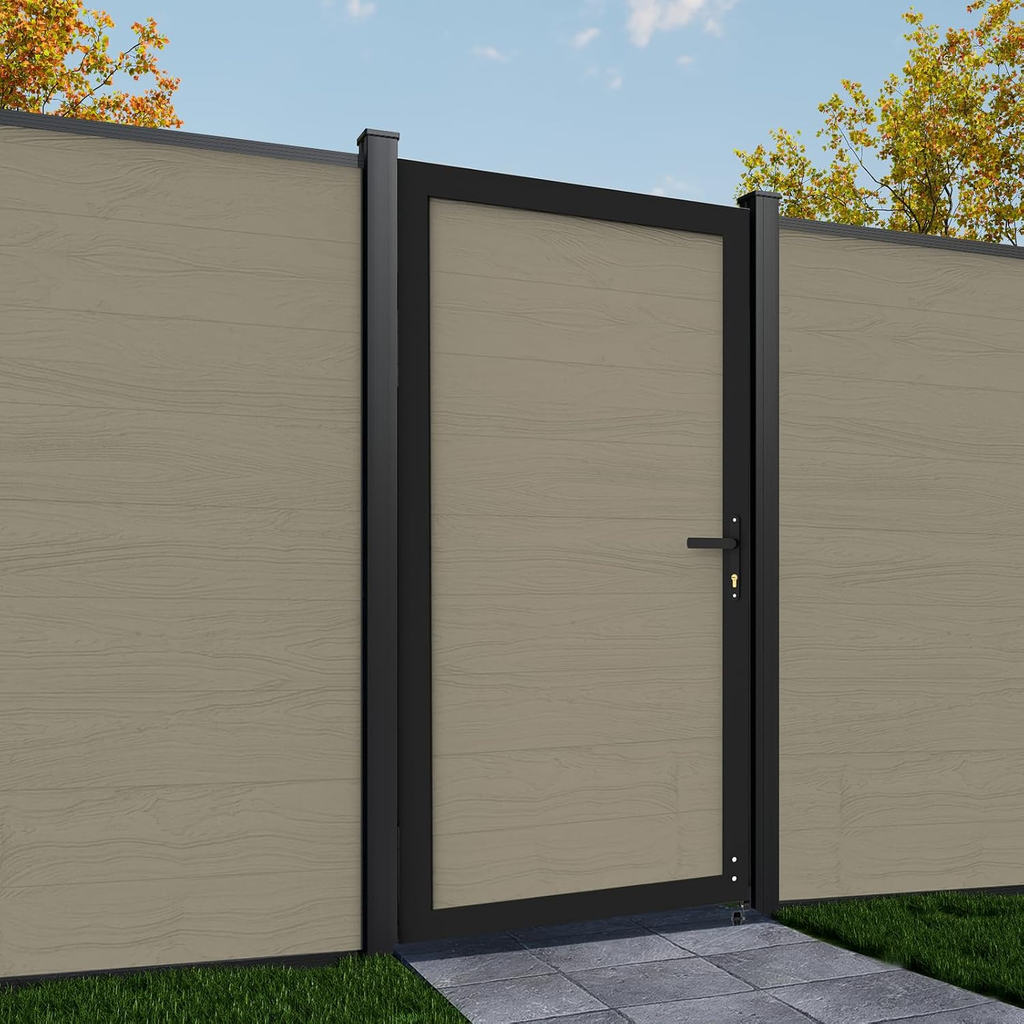 Wood Plastic Composite Gate for Privacy Fence, Fence Gate with Metal Frame and Knob Kits