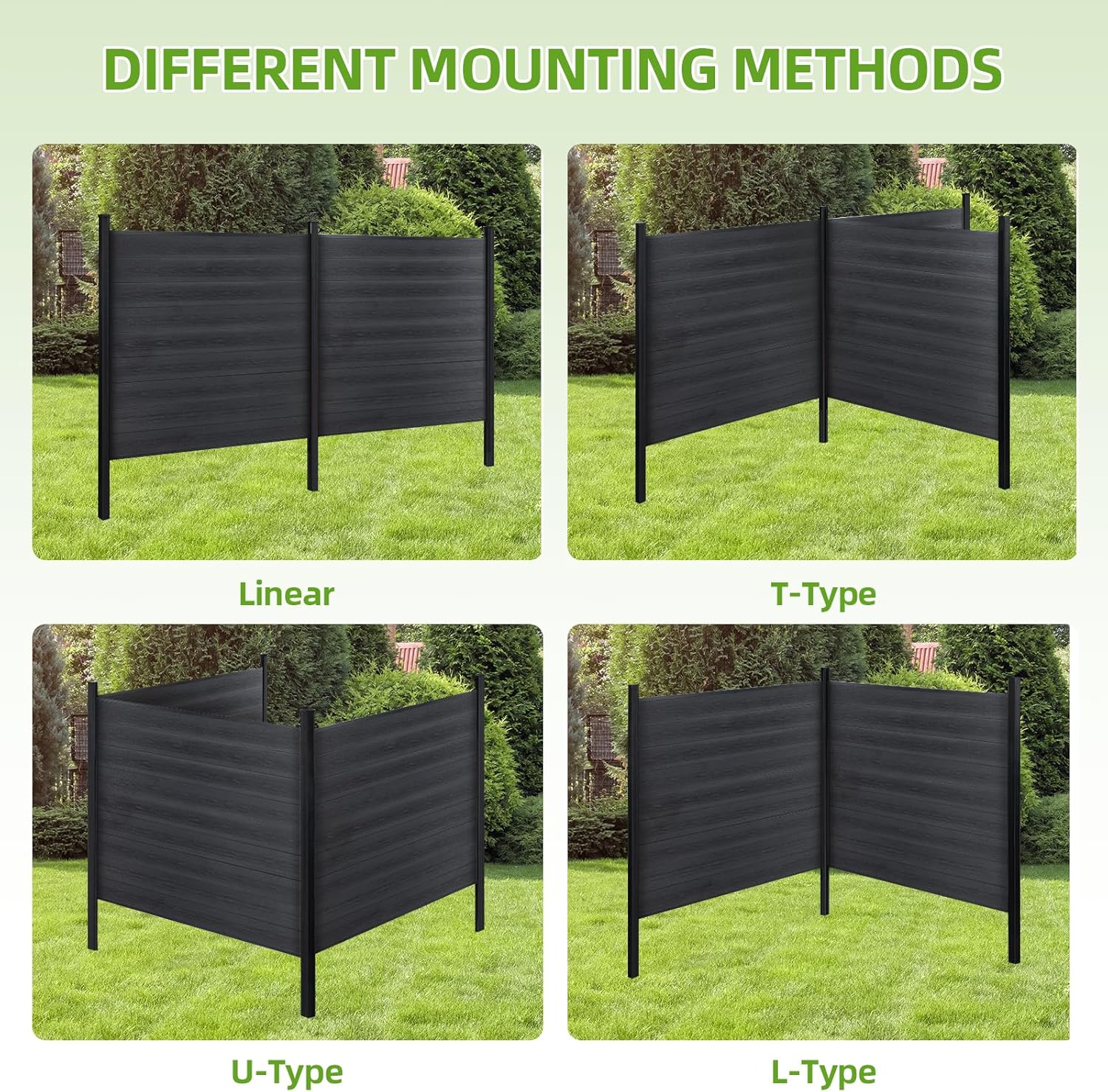 Modern Composite Privacy Fence – Grained Finish with 8ft Inground Post