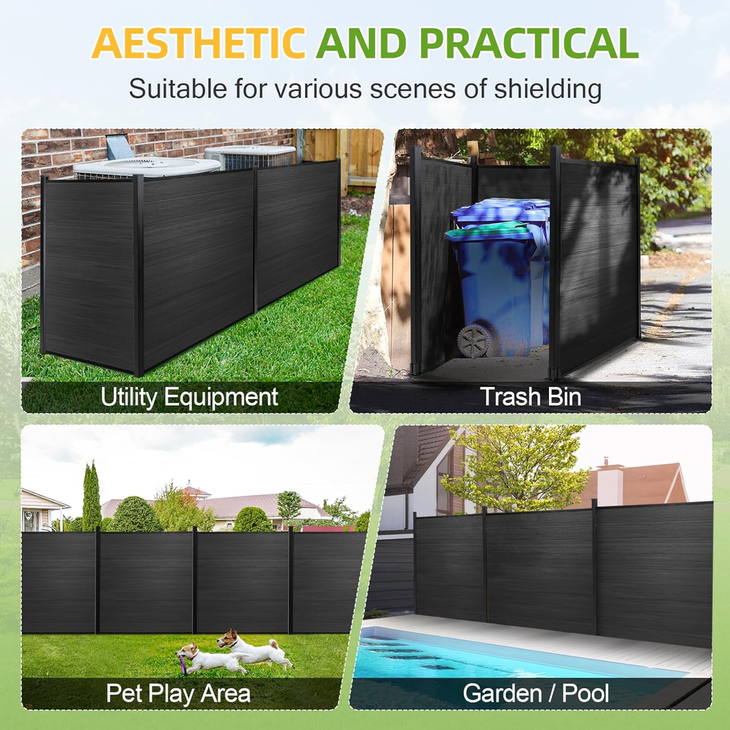 Modern Composite Privacy Fence – Grained Finish with 8ft Inground Post