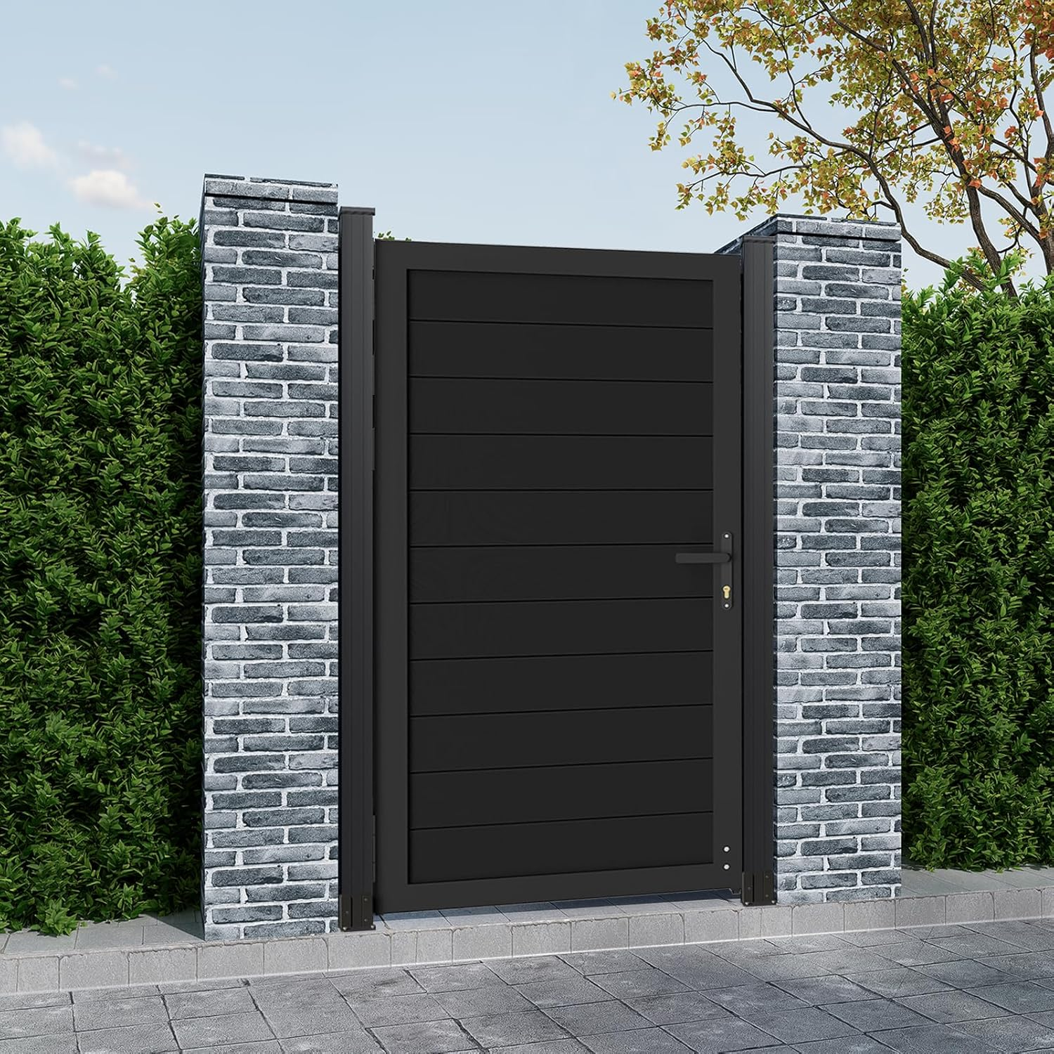 Wood Plastic Composite Gate for Privacy Fence, Fence Gate with Metal Frame and Knob Kits