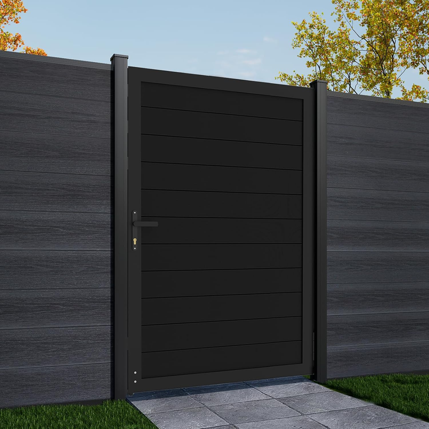 Wood Plastic Composite Gate for Privacy Fence, Fence Gate with Metal Frame and Knob Kits