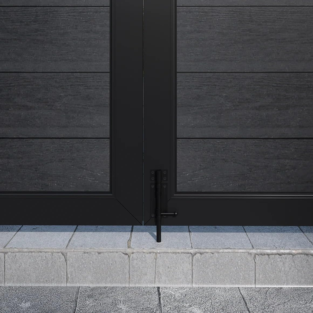 Wood Plastic Composite Gate for Privacy Fence, 6ft(H)*6ft(W) Double Fence Gate with Metal Frame and Knob Kits, Black