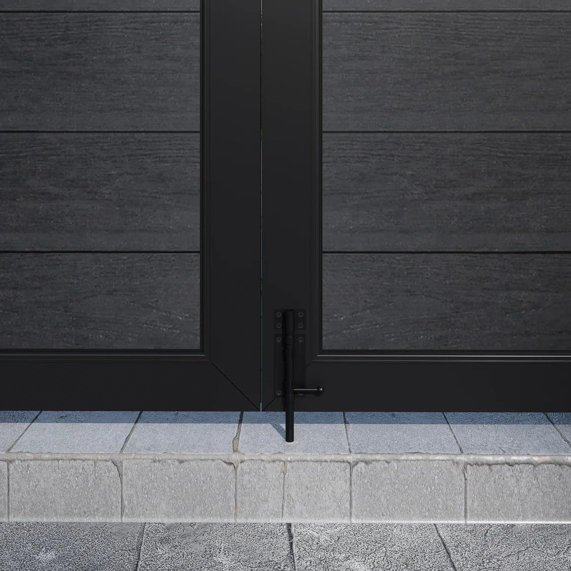 Wood Plastic Composite Gate for Privacy Fence, 6ft(H)*6ft(W) Double Fence Gate with Metal Frame and Knob Kits, Black
