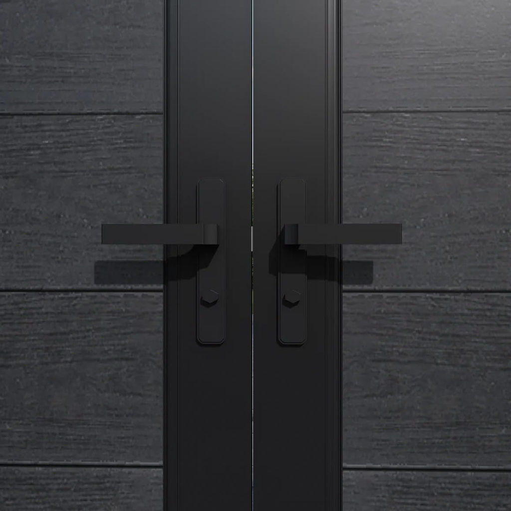 Wood Plastic Composite Gate for Privacy Fence, 6ft(H)*6ft(W) Double Fence Gate with Metal Frame and Knob Kits, Black