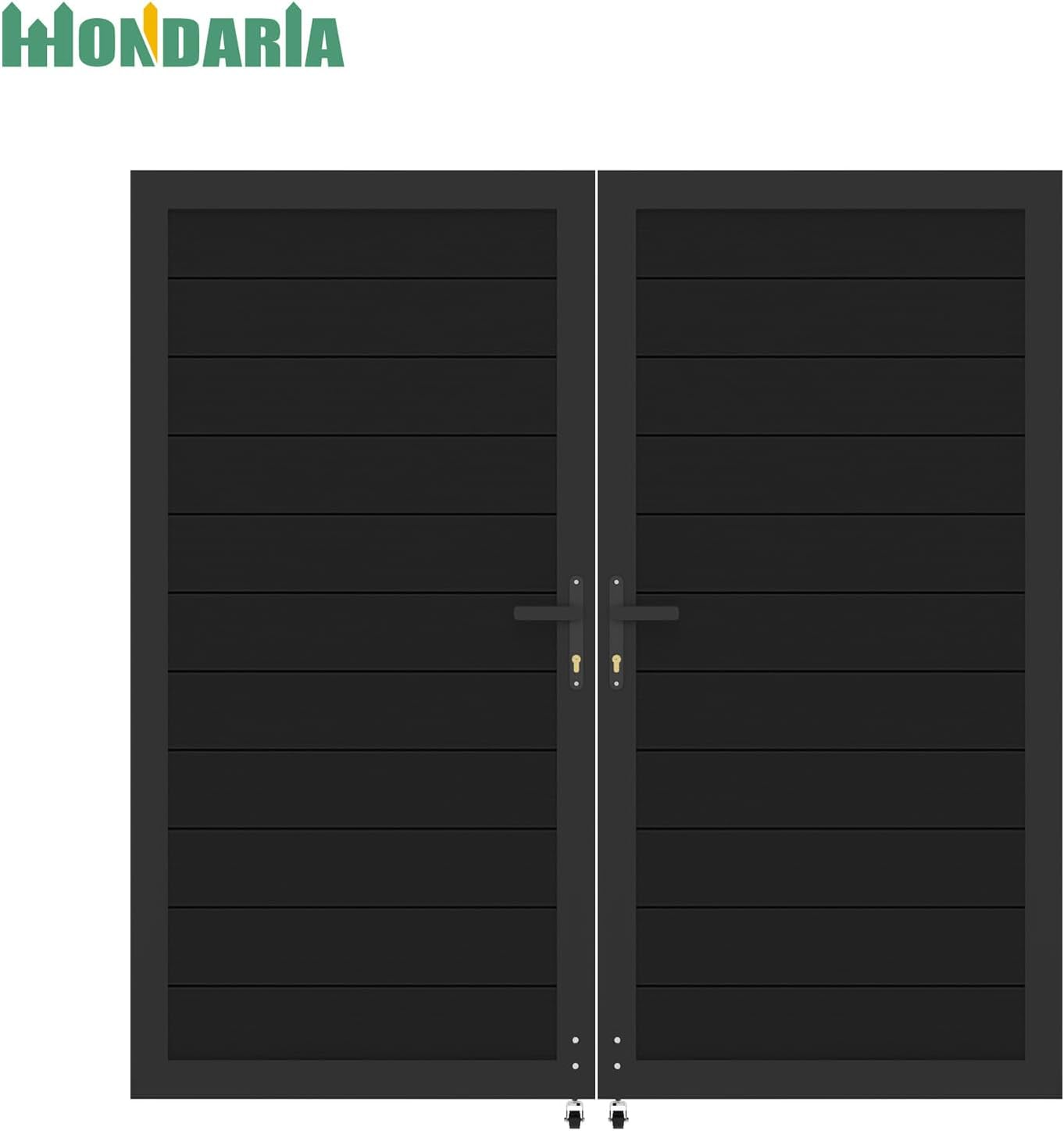 Wood Plastic Composite Gate for Privacy Fence, 6ft(H)*6ft(W) Double Fence Gate with Metal Frame and Knob Kits, Black