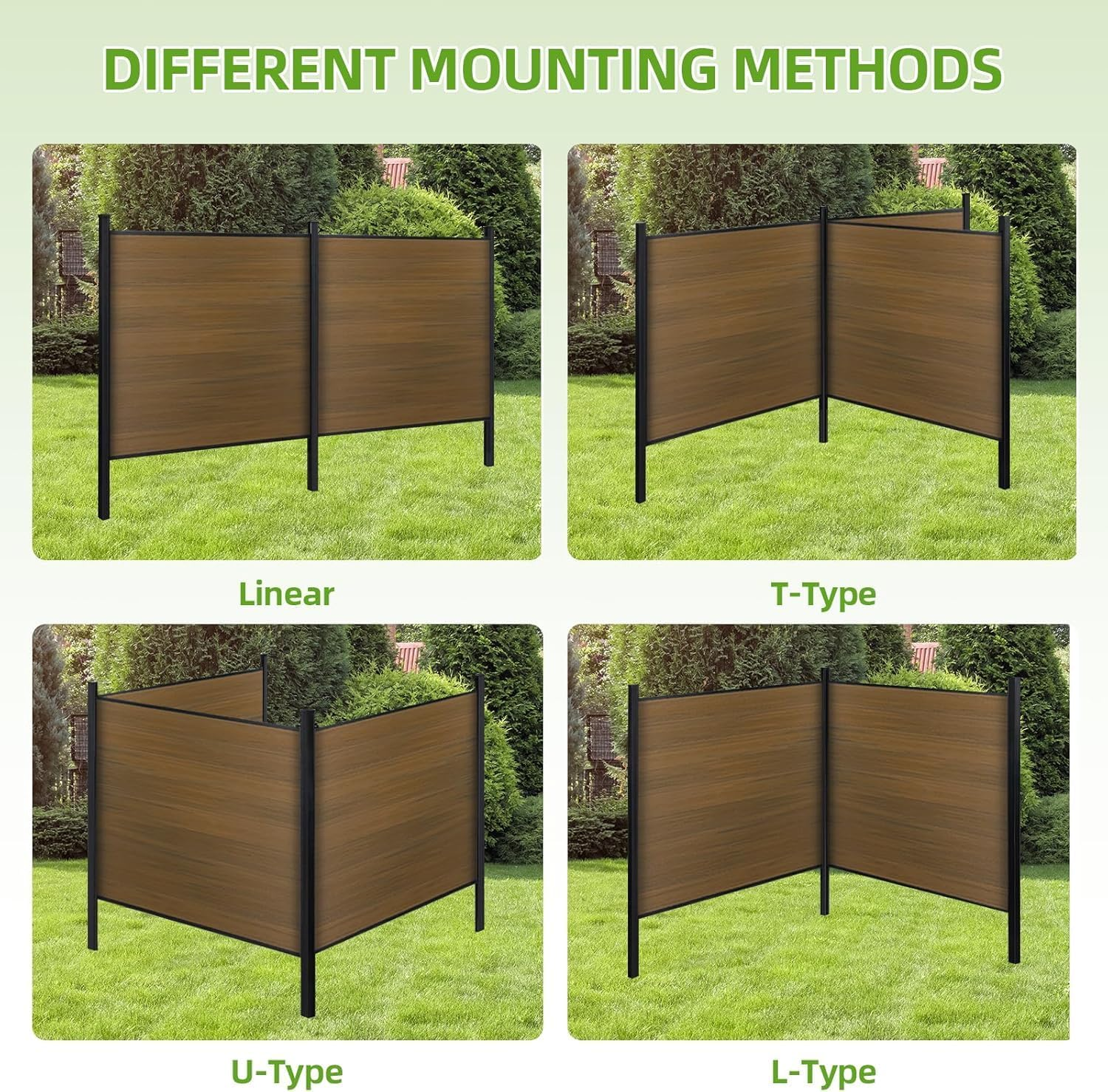 Modern Composite Privacy Fence – Grained Finish with 8ft Inground Post