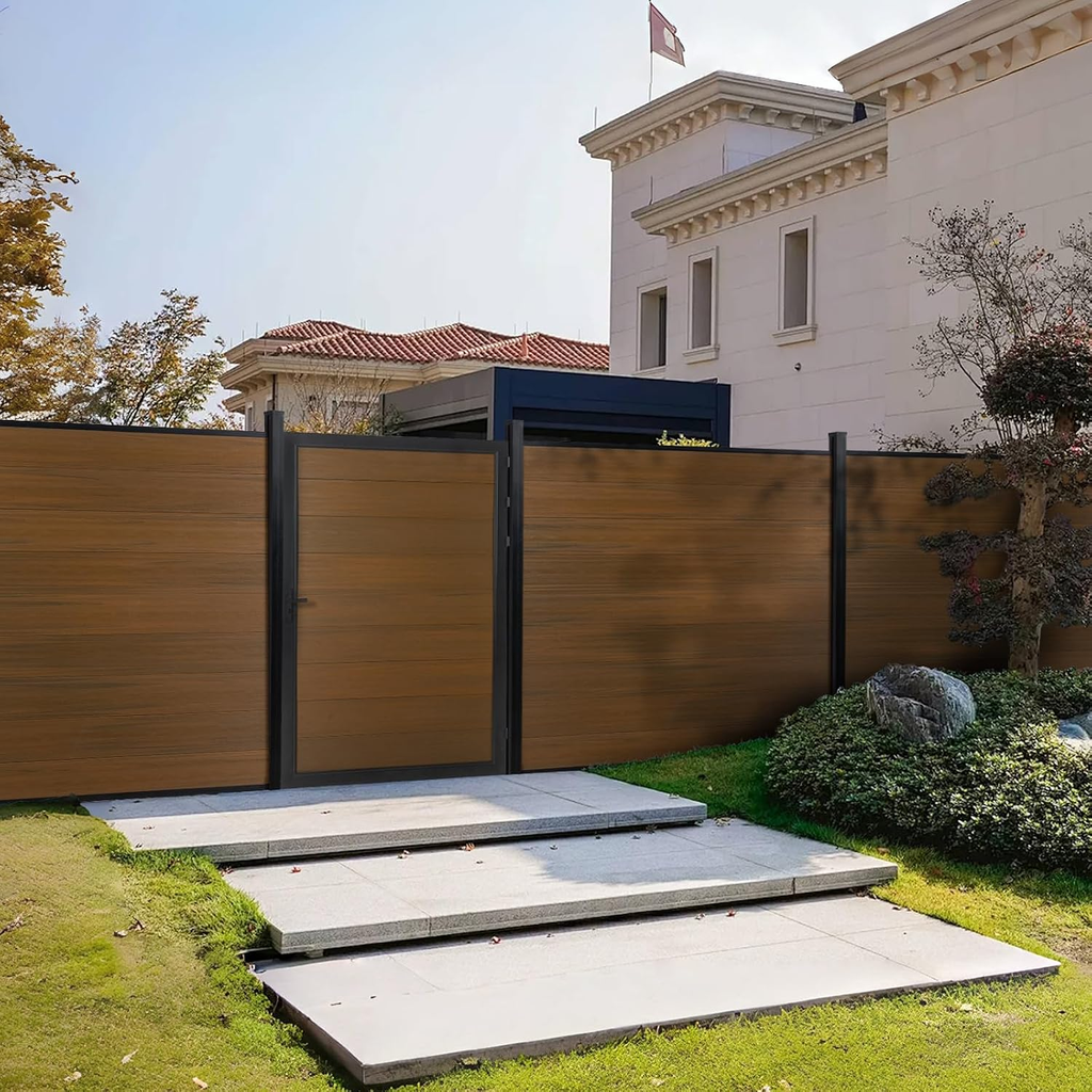 Wood Plastic Composite Gate for Privacy Fence, Fence Gate with Metal Frame and Knob Kits