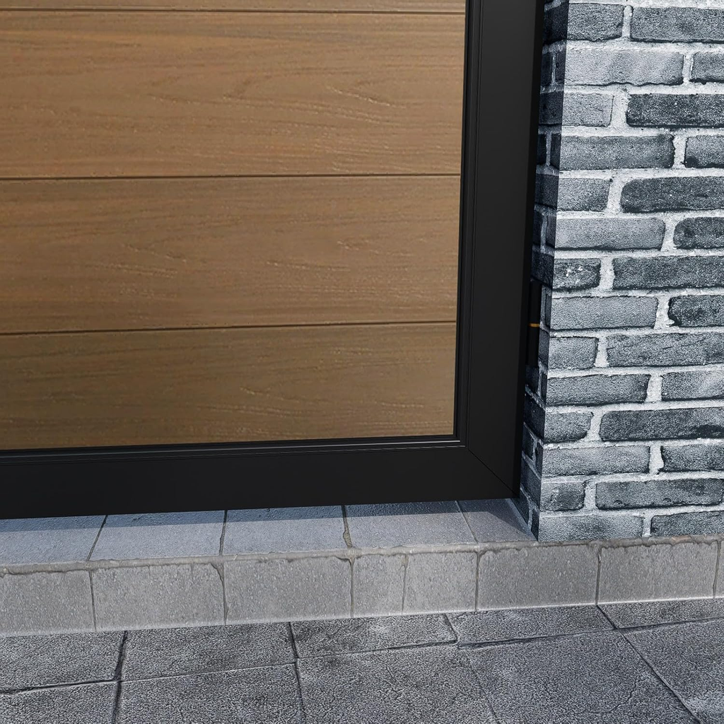 Wood Plastic Composite Gate for Privacy Fence, 6ft(H)*6ft(W) Double Fence Gate with Metal Frame and Knob Kits, Black