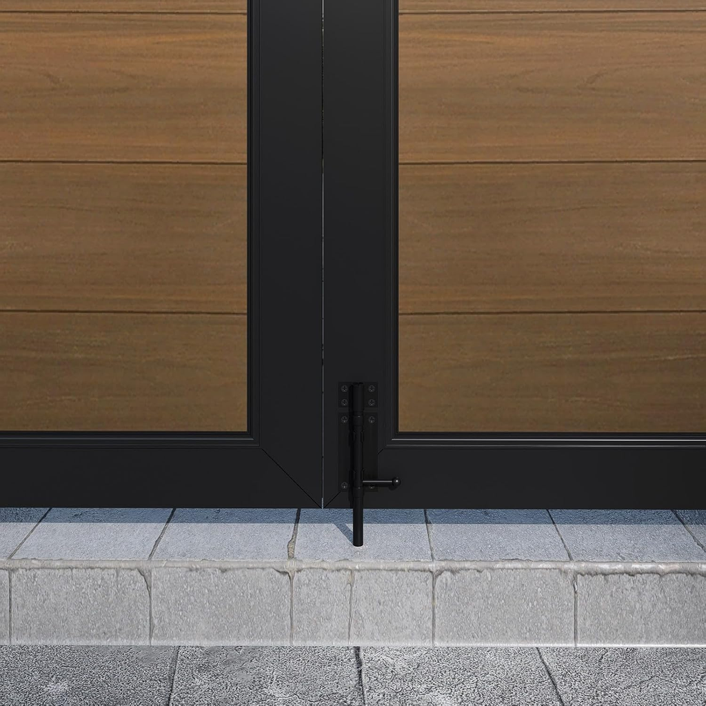 Wood Plastic Composite Gate for Privacy Fence, 6ft(H)*6ft(W) Double Fence Gate with Metal Frame and Knob Kits, Black
