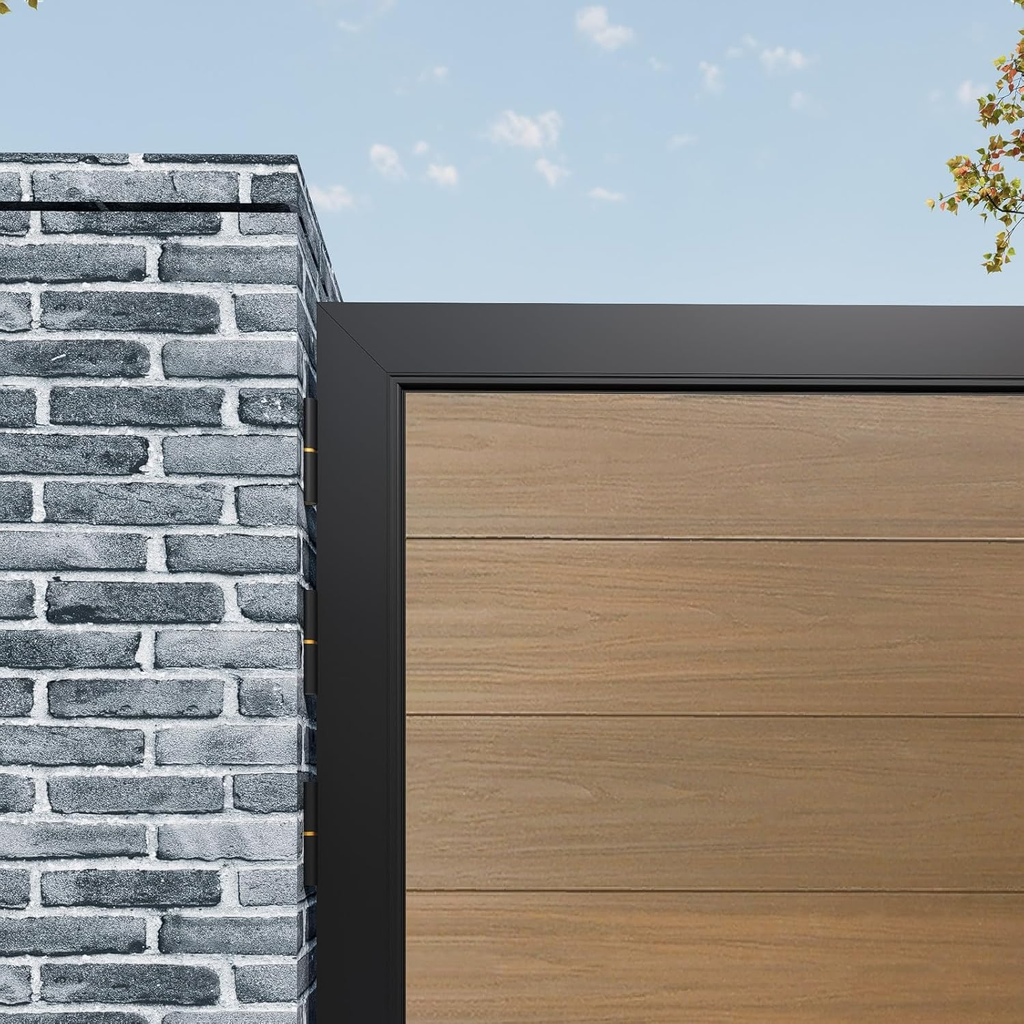 Wood Plastic Composite Gate for Privacy Fence, 6ft(H)*6ft(W) Double Fence Gate with Metal Frame and Knob Kits, Black
