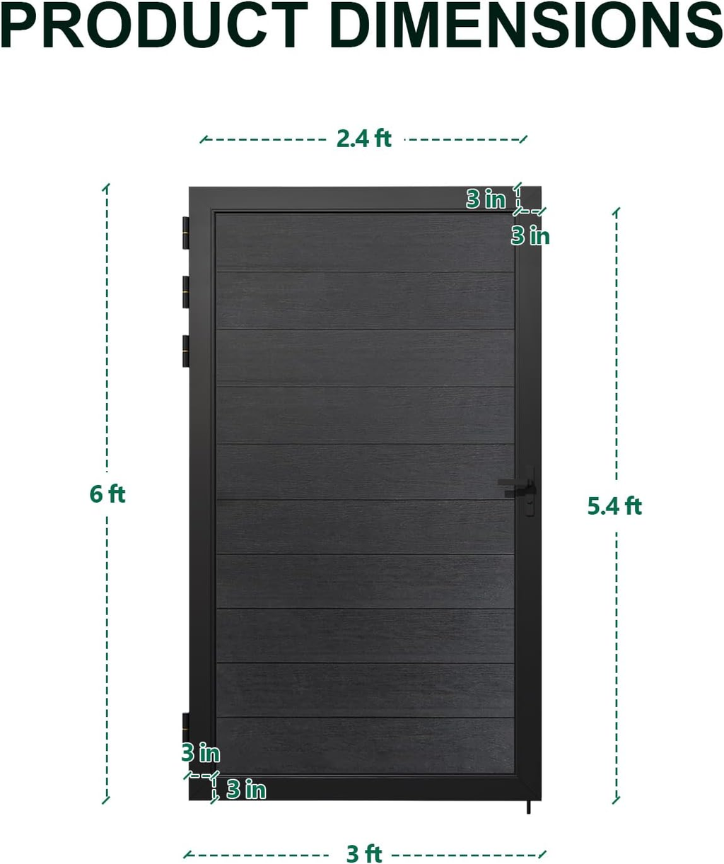 Wood Plastic Composite Gate for Privacy Fence, Fence Gate with Metal Frame and Knob Kits