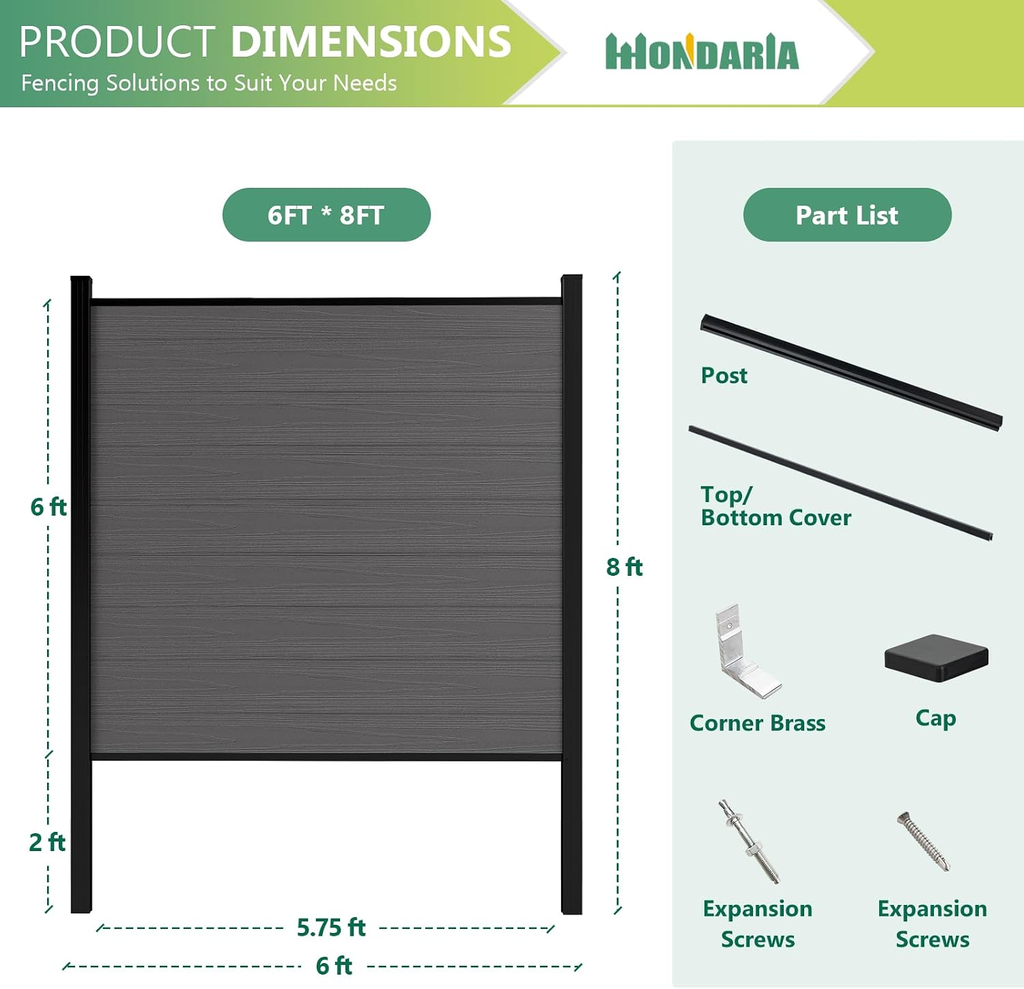 Modern Composite Privacy Fence – Grained Finish with 8ft Inground Post