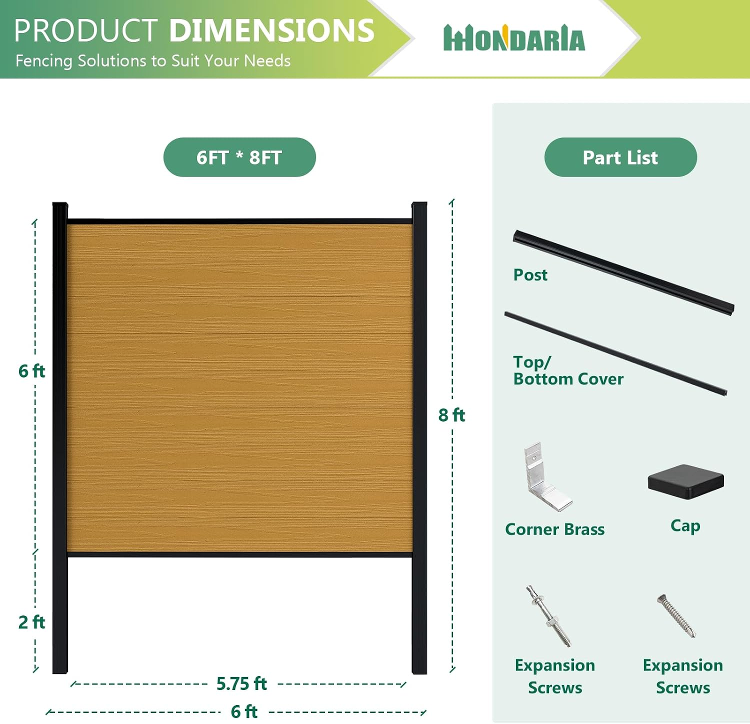 Modern Composite Privacy Fence – Grained Finish with 8ft Inground Post