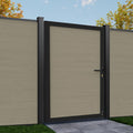 Wood Plastic Composite Gate for Privacy Fence 6ft(H)*4ft(W), Fence Gate with Metal Frame and Knob Kits, Ancient Wood (Without Post)